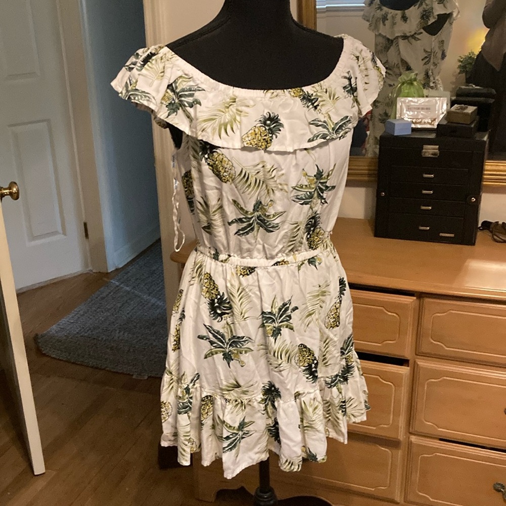 Pineapple Print Off-Shoulder Dress
